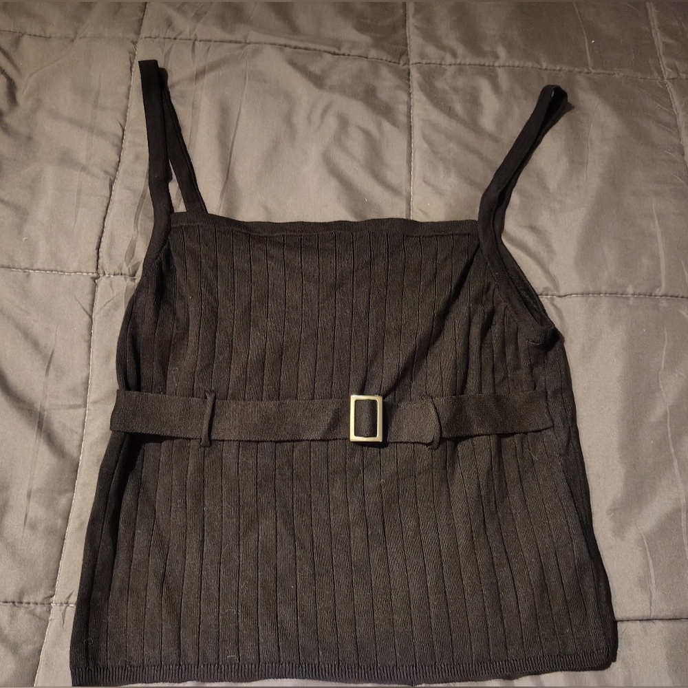 Silence + Noise Black Ribbed Tank Top Size XL